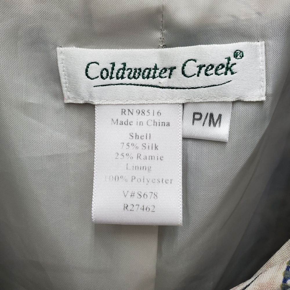 Coldwater Creek Silk Mixed Print Patchwork ButtonUp Jacket Size M - Picture 5 of 16